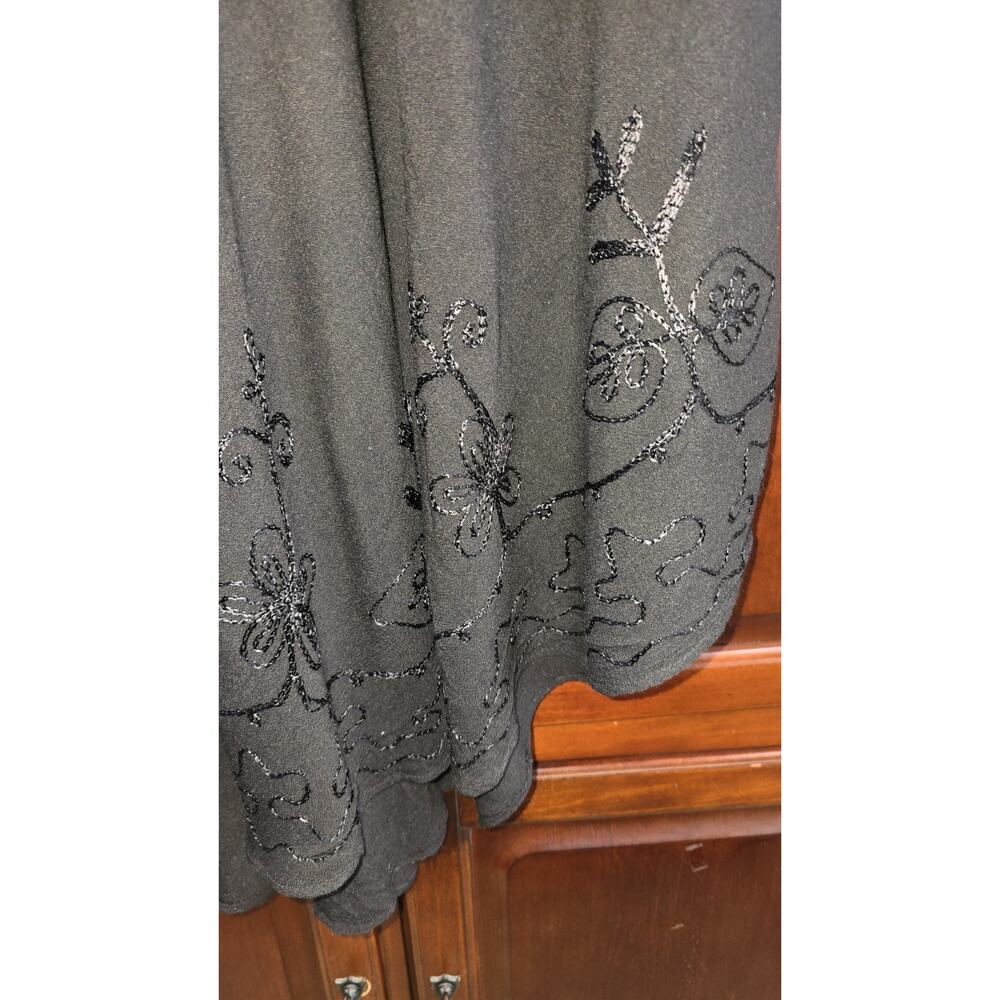 Embroidered Beach Sun Dress Black Rayon Uneven Hem Size L Groovy Bay - Picture 5 of 5